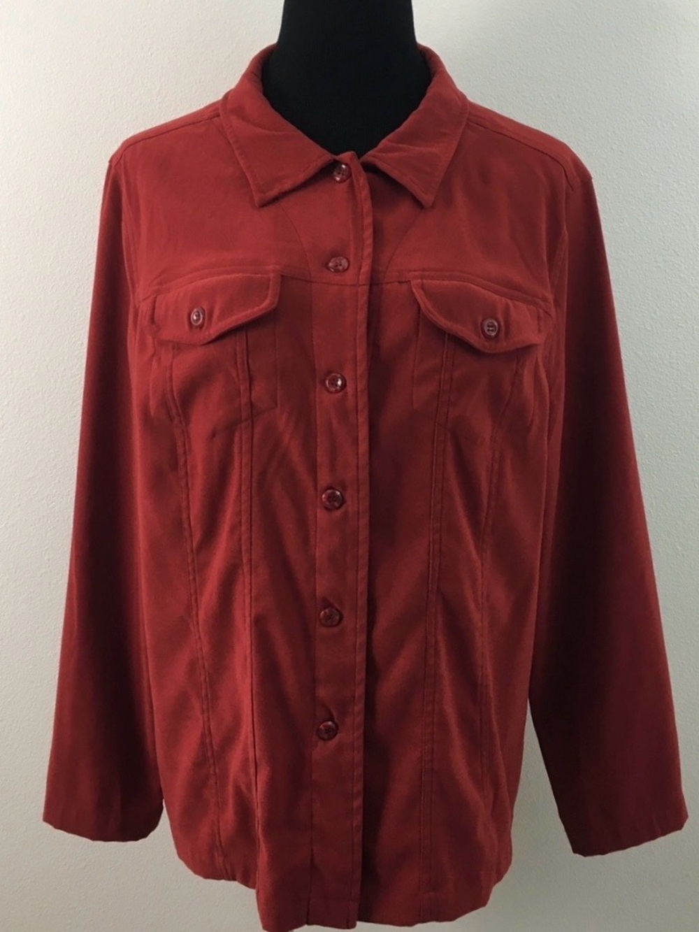 Brick Red Button-Front Jacket - Picture 3 of 9